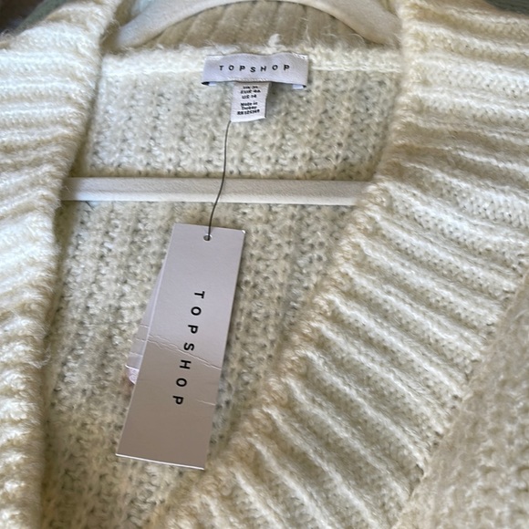 Topshop XL V Neck Sweater Knit Top Womens Ivory Drop Shoulder NWT - Picture 2 of 3